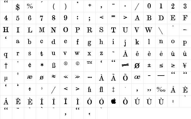 grebe Semi-expanded Medium  glyph index