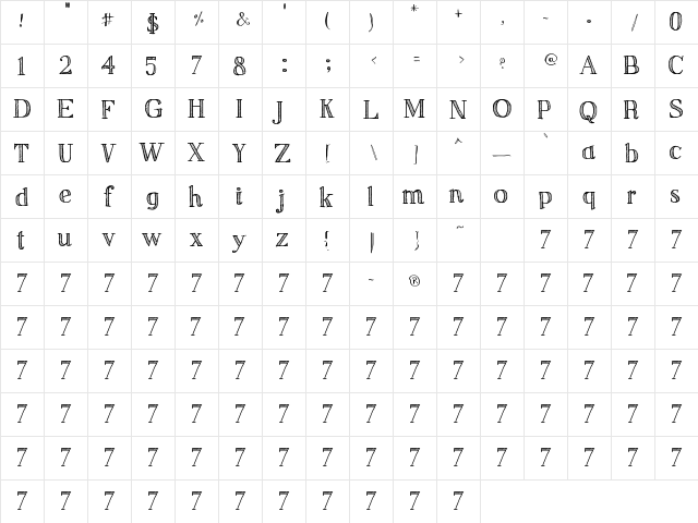 Sketch Serif Regular  glyph index