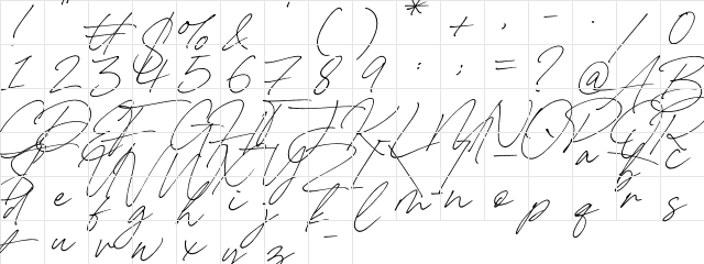 Carneys Gallery Script Demo Ver Regular  glyph index