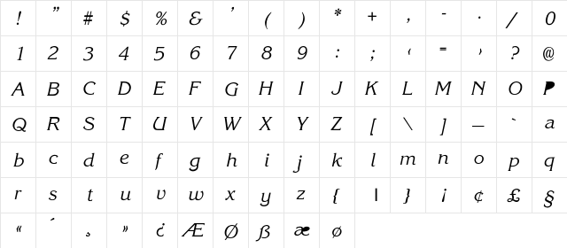 RRLight Thick Regular  glyph index