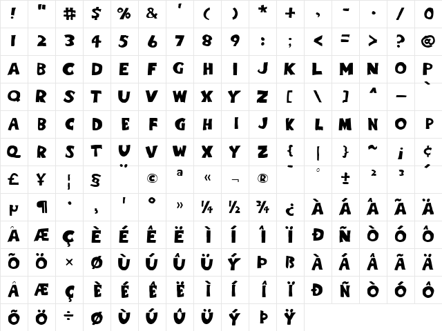 Eighty Percent Caps Regular  glyph index