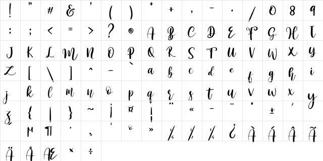 paris helen Regular  glyph index