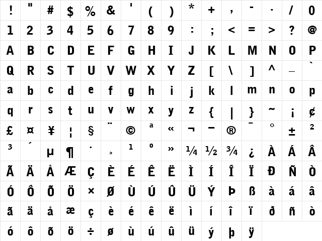 BellGothic-Black Black  glyph index