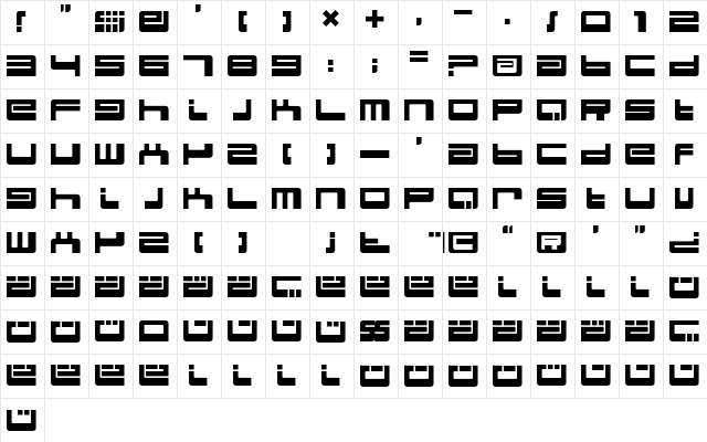 BDEject Regular  glyph index