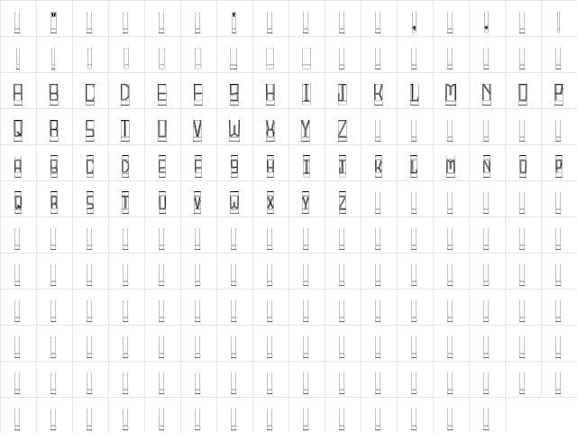 BlockTitling Outline  glyph index
