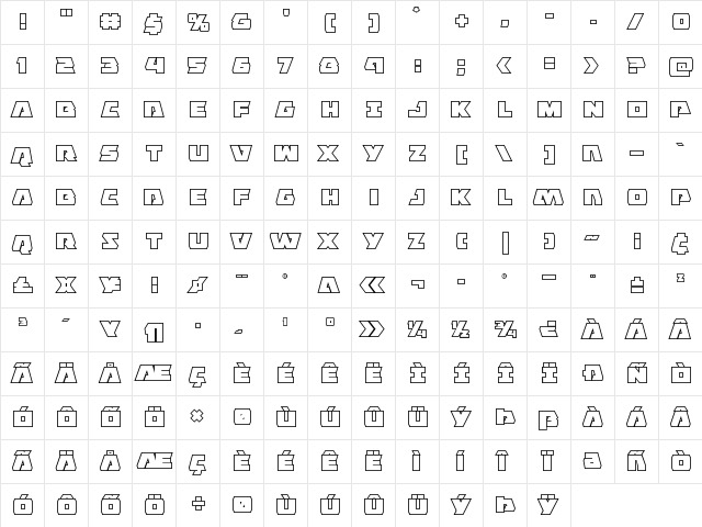 Eagle Strike Bold Outline Regular  glyph index