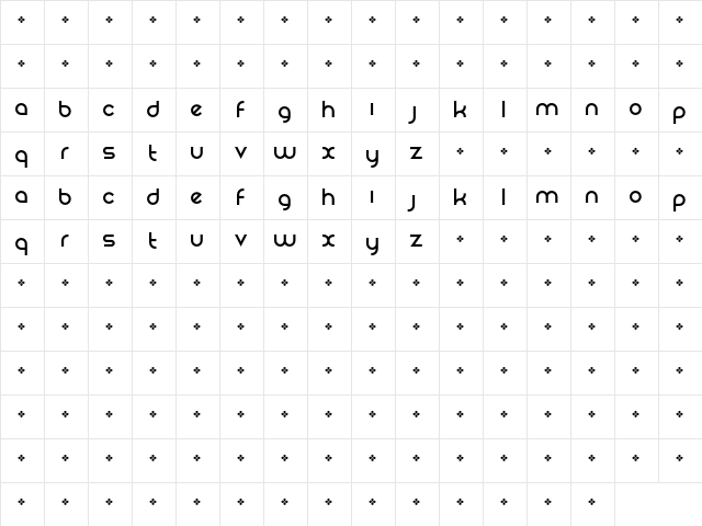 Rezland Regular  glyph index