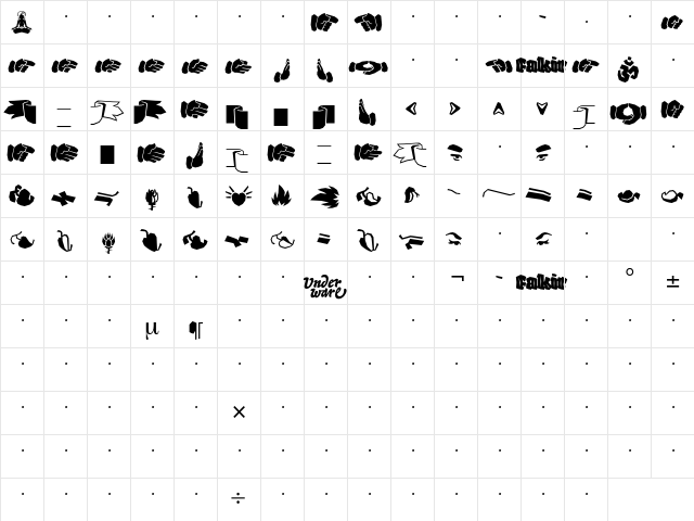 Fakir Ornaments Regular  glyph index