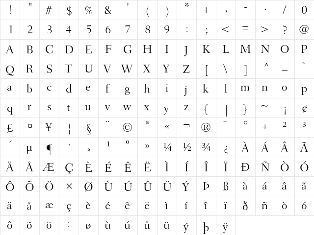 Fairfield LH 45 Light  glyph index