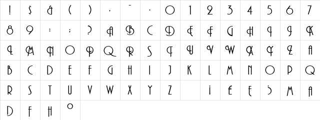 29 Regular  glyph index