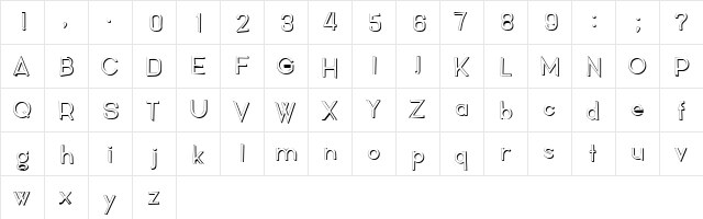 Noix Hollow Regular  glyph index