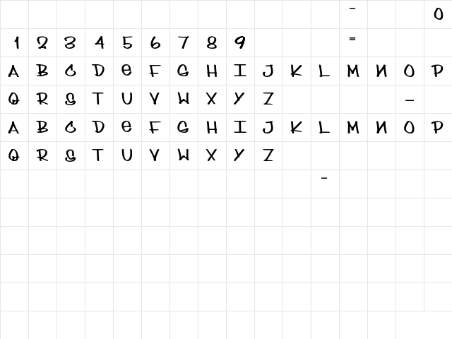 sydney mop style Regular  glyph index