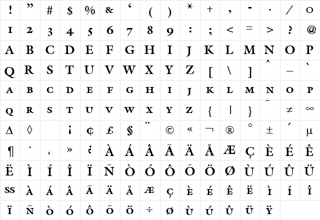 MatthewSmc Bold  glyph index