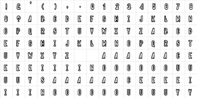 Aeroshodic Regular  glyph index