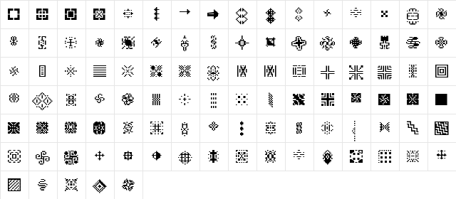 Freshments Regular  glyph index