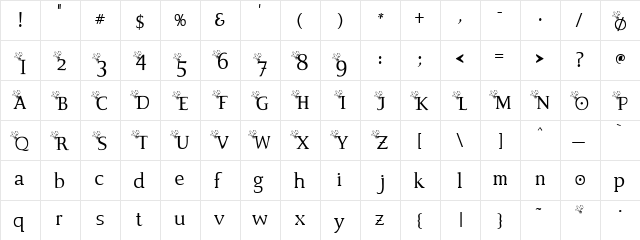 Accipiter Regular  glyph index
