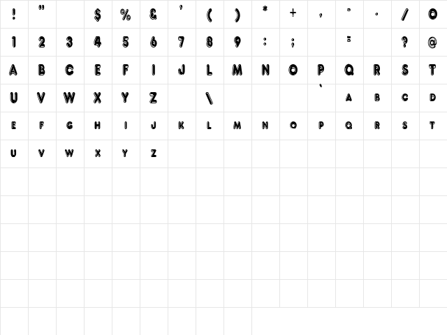 Secrets 2 Regular  glyph index
