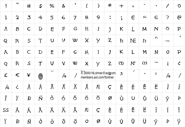 King Harold Regular  glyph index