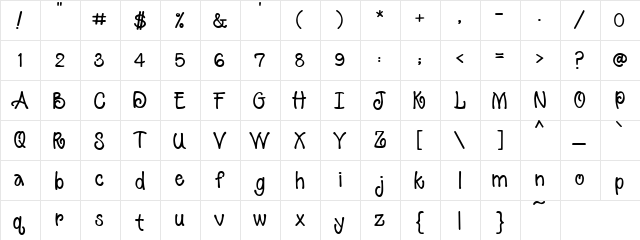 PC Dazzle Regular  glyph index