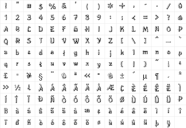 Campfire Regular  glyph index