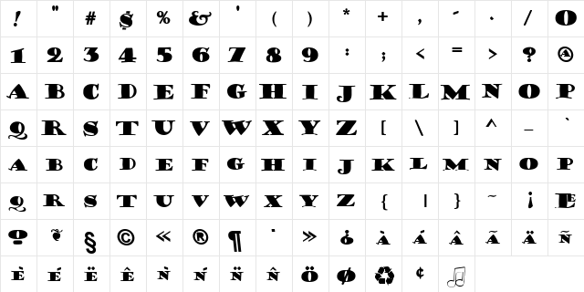 PorterLilKaps Medium  glyph index