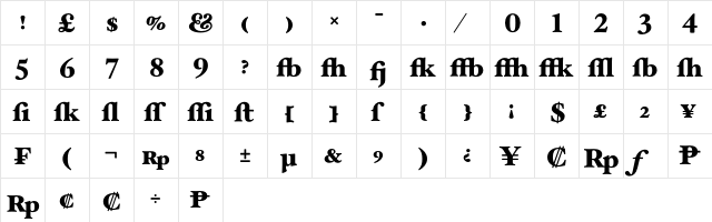 HoeflerText Black-Alt  glyph index
