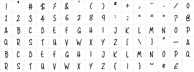 Super Sunrise Regular  glyph index