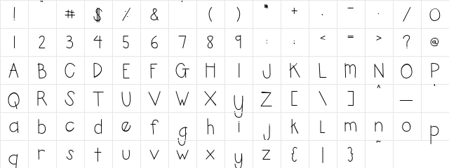 PC Miss Thom Regular  glyph index