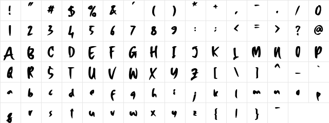 Hiroshima Regular  glyph index