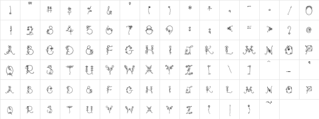PC Flower Garden Regular  glyph index