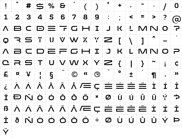 MADE Future X HEADER Medium  glyph index