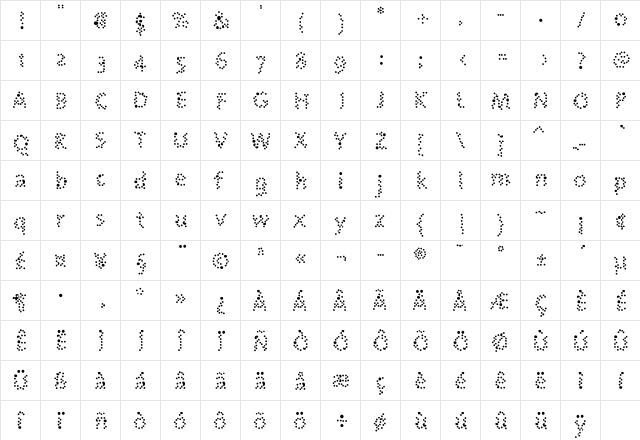 Nebulae Regular  glyph index