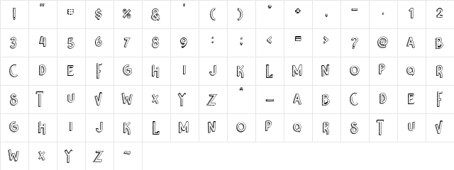 Nikolas & Pine Regular  glyph index
