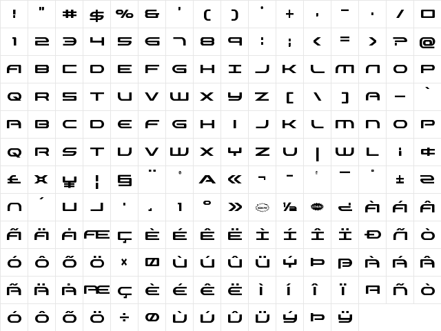 Antietam Condensed Condensed  glyph index