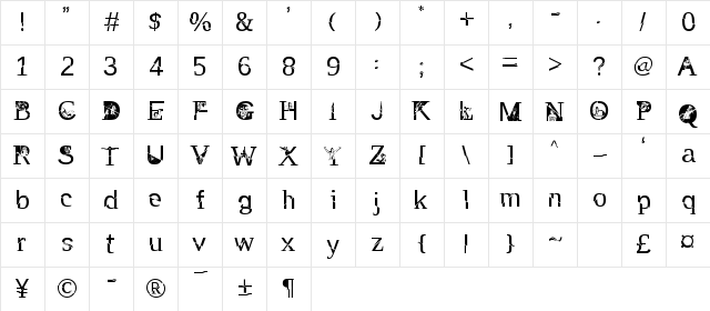 TAK Enchanted Regular  glyph index