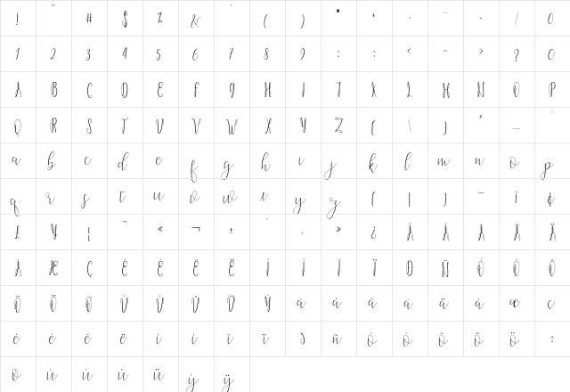 Dicella Regular  glyph index