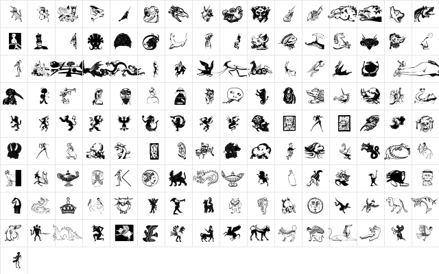 MythologicalsOne Regular  glyph index