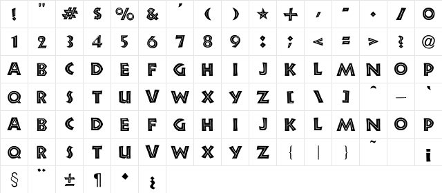 New Land Inline Normal  glyph index