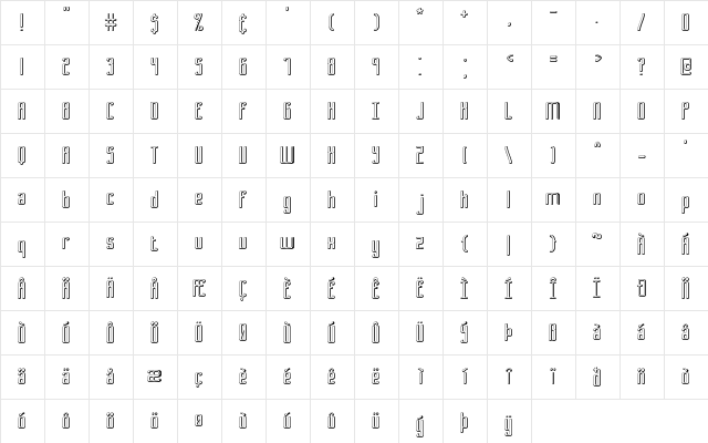 Bend 2 Squares OL2 BRK Normal  glyph index