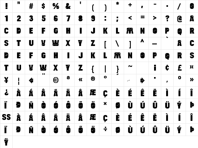 Bulltoad Key Regular  glyph index
