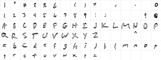 Pinoquee Regular  glyph index