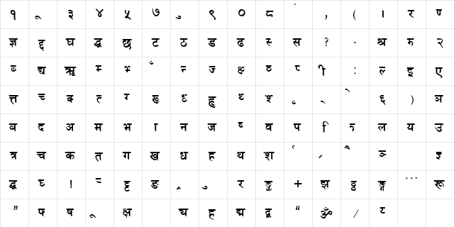 Himalli Regular  glyph index