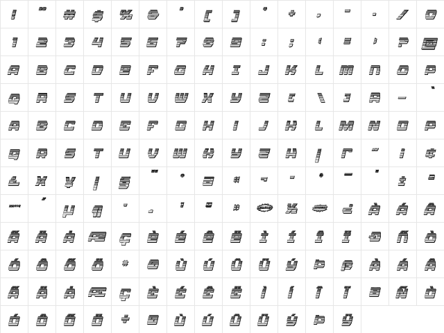 Olympic Carrier Chrome Italic Italic  glyph index