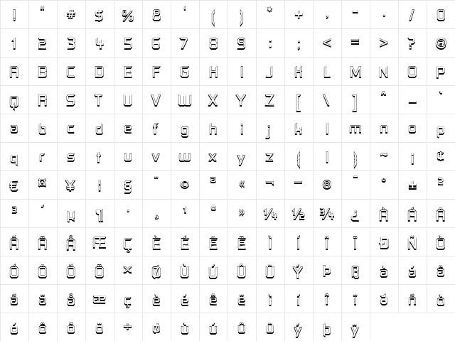 Control Freak Offset Regular  glyph index