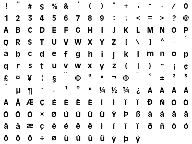 AntiqueOlive Regular  glyph index