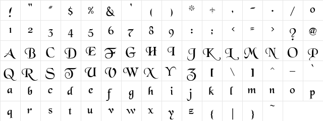 Black Magic Regular  glyph index