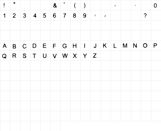 DECOST Regular  glyph index