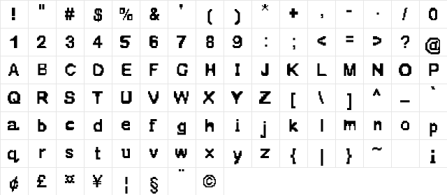 OldGameFatty Medium  glyph index