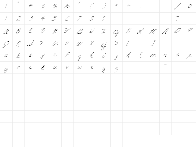 LD Fine Script 7 Regular  glyph index
