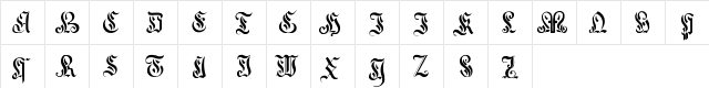 Elegant Capitals Regular  glyph index